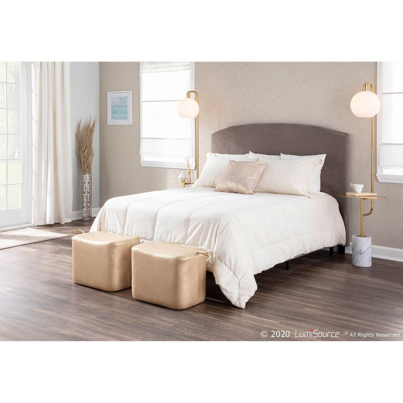 Symbol Contemporary/Glam Floor Lamp with Metal Side Table and Marble Base Gold (Includes LED Light Bulb) - LumiSource