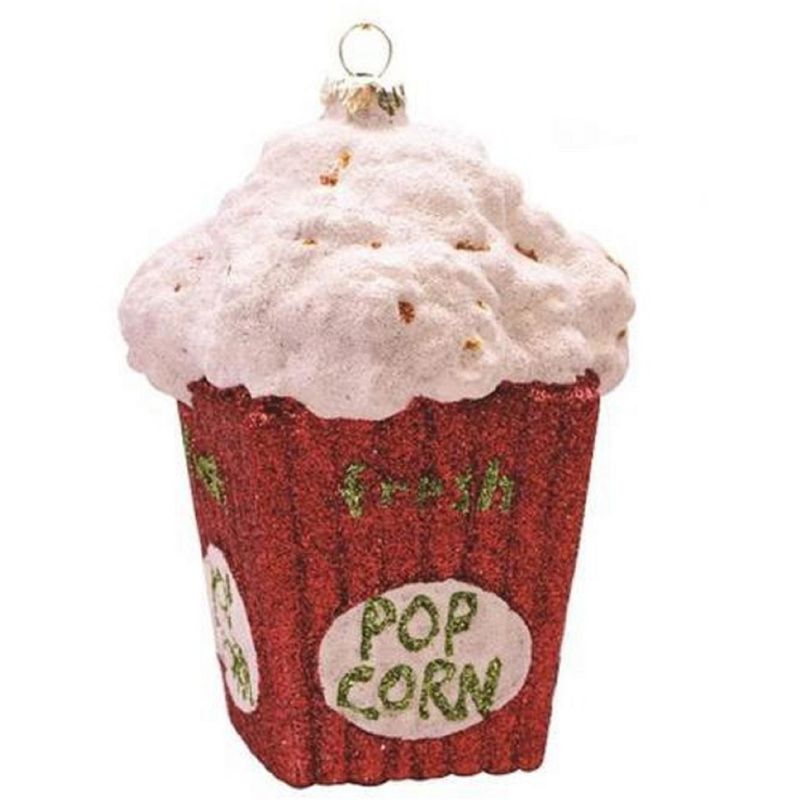 Northlight 4.5" Red and White Glittered Shatterproof Fresh Pop Corn Christmas Ornament