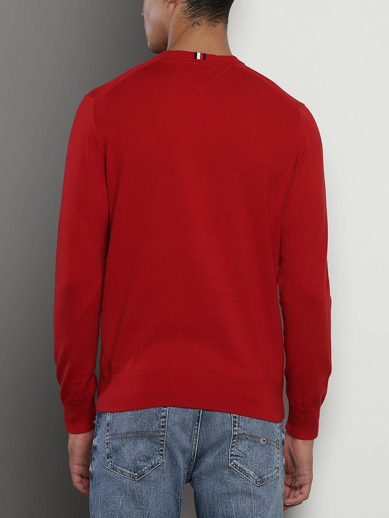 Tommy Hilfiger Red Cotton Regular Fit Sweater