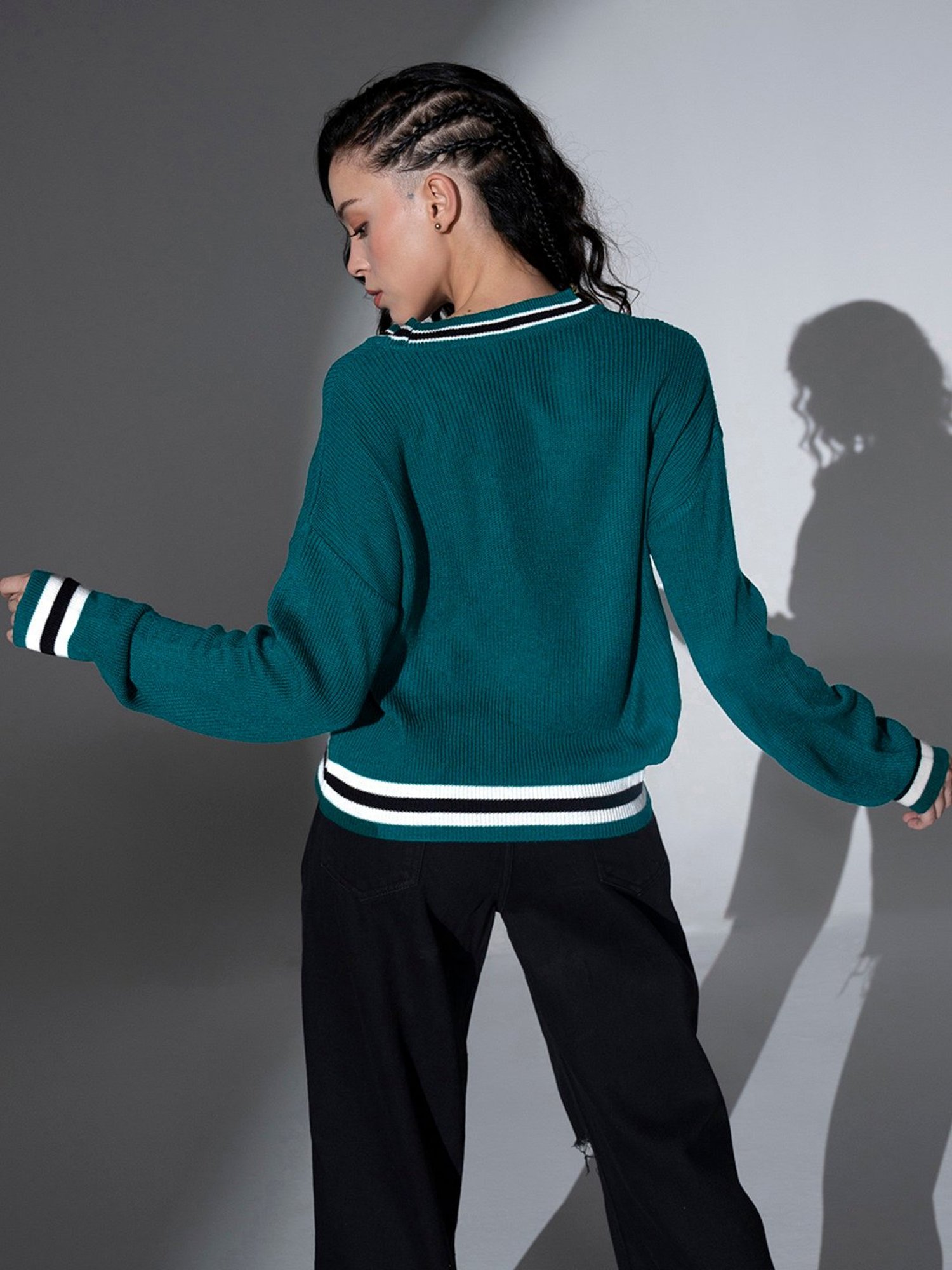 Hubberholme Teal Self Design Pullover