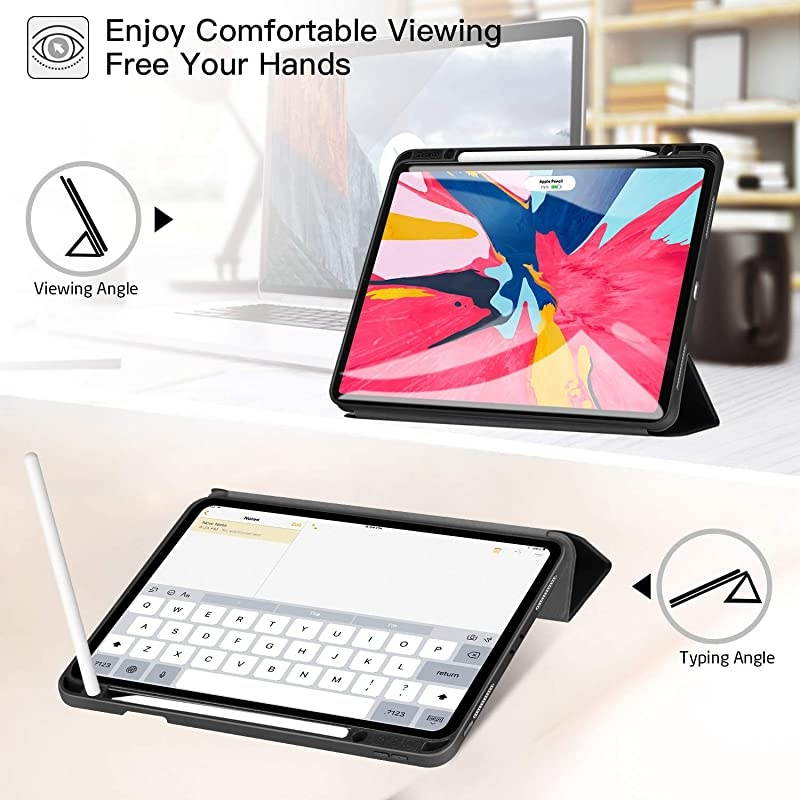 for iPad Pro 129 Inch 2018 Full Body Protective Rugged Shockproof Case with iPad Pencil Holder Auto SleepWake Support iPad Pencil Charging for iPad Pro 129 Inch 3rd Gen Black