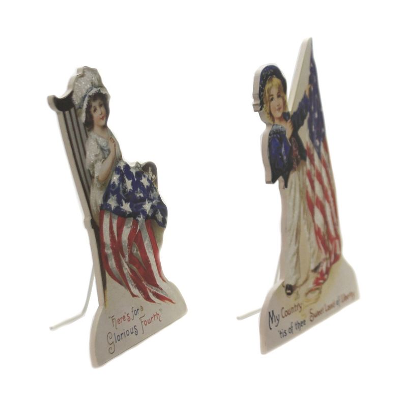 Patriotic 8.5" Americana Dummy Board Set/2 Die Cut Patriotic Stars Flag  -  Decorative Figurines