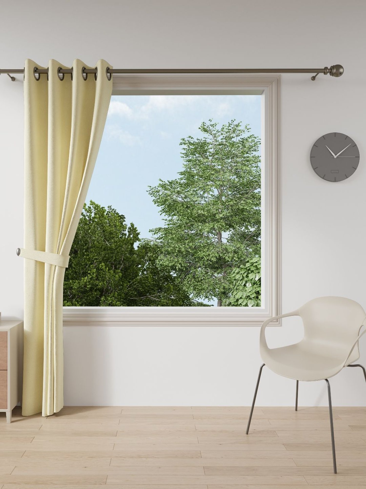 Ddecor Live Beautiful Beige Polyester 5 ft Window Curtain