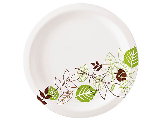 Dixie UX7PATH Pathways Paper Plates, 6.875", Green/Burgundy, 1000/Carton