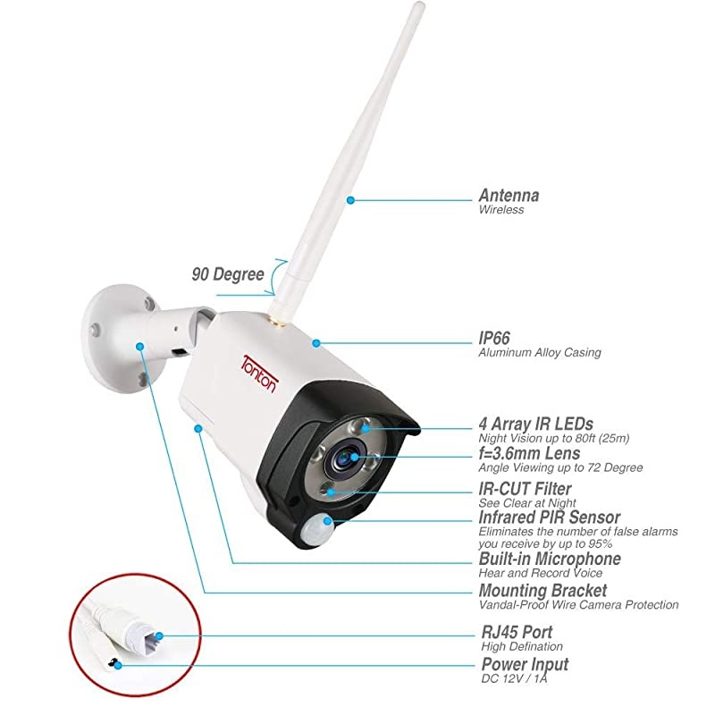 3MP & 2 Way Audio]  Ultra HD Security Camera System Wireless,8CH NVR Recorder with 2TB HDD and 8PCS 3MP Outdoor Bullet Cameras with PIR Sensor,Floodlight,Plug and Play,Easy Installation(White)