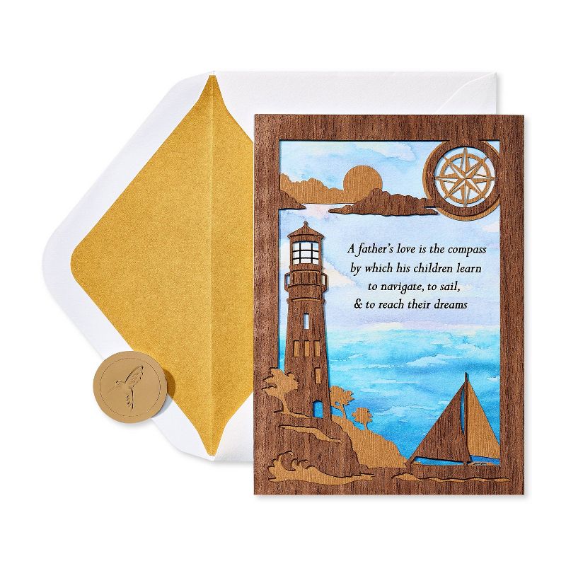 Father's Day Greeting Card Laser Cut Lighthouse - PAPYRUS