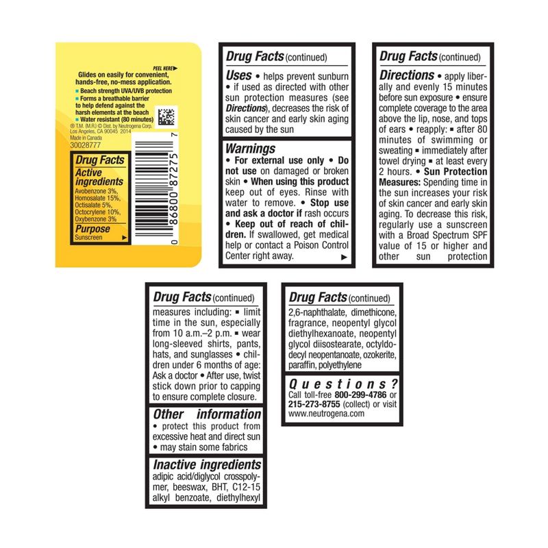 Neutrogena Beach Defense Oil-Free Body Sunscreen Stick - SPF 50+ - 1.5oz