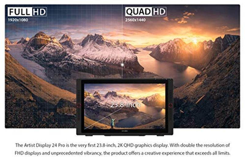 XP-PEN Artist24 Pro Drawing Pen Display 2K Resolution Graphics Tablet 23.8 Inch Screen Supports a USB-C to USB-C Connection?20 Customizable Shortcut Keys and Tilt Function? (MYXArtist24Pro)