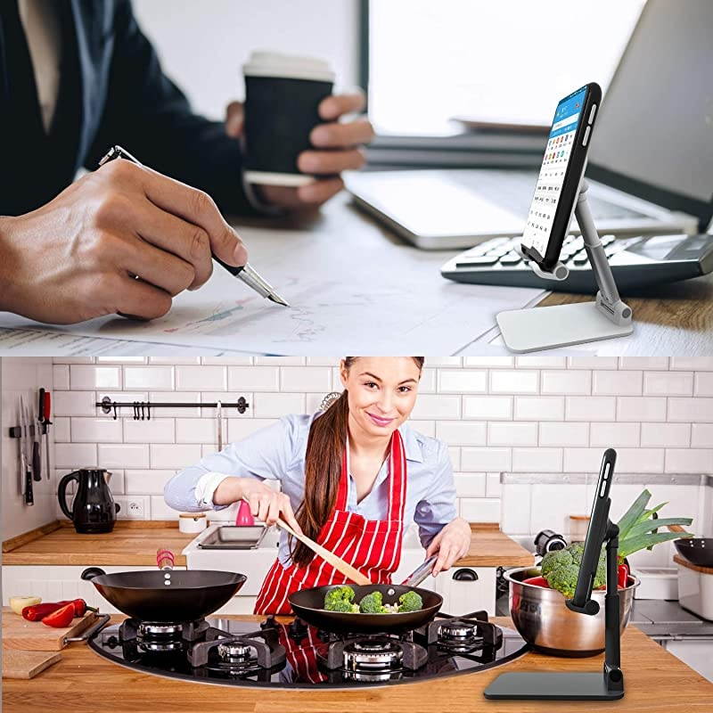 Phone Stand Holder ZHIKE Foldable Tablet Stand Mobile Phone Mount for Desk Compatible with Samsung Galaxy ipad Mini iPhone 11 Series X Xs max All Smartphones Smartphone Kindle White