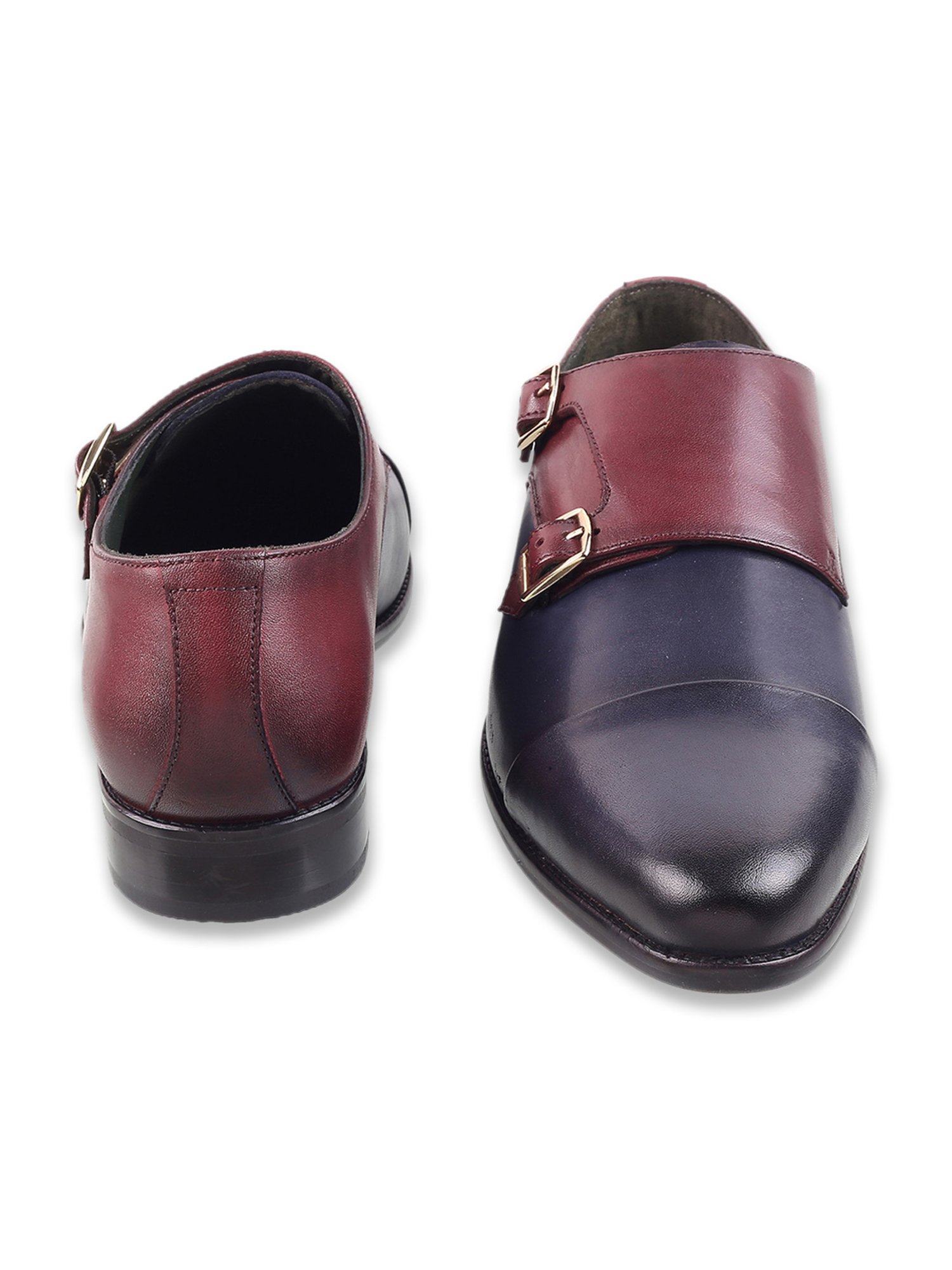 Da Vinchi by Metro Men's Wine & Blue Monk Shoes