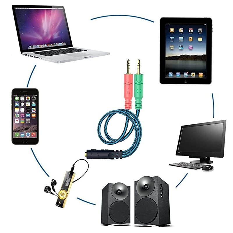 Splitter Cable for PC 35mm Jack Headphones Adapter Convertors for PC 35mm Female with HeadphoneMicrophone Transform to 2 Dual 35mm Male for Computer Simultaneously Y Splitter Audio