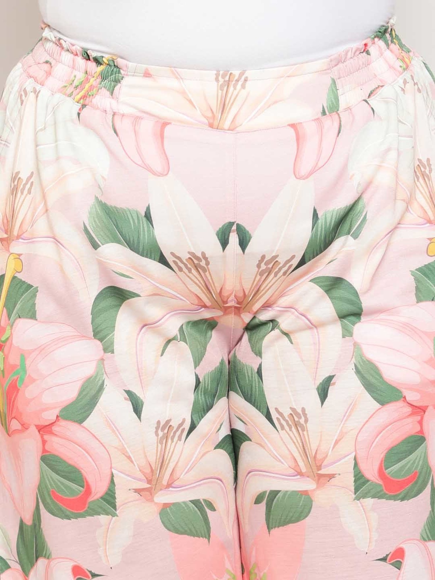 Amydus Pink Floral Print Flared Fit High Rise Pants