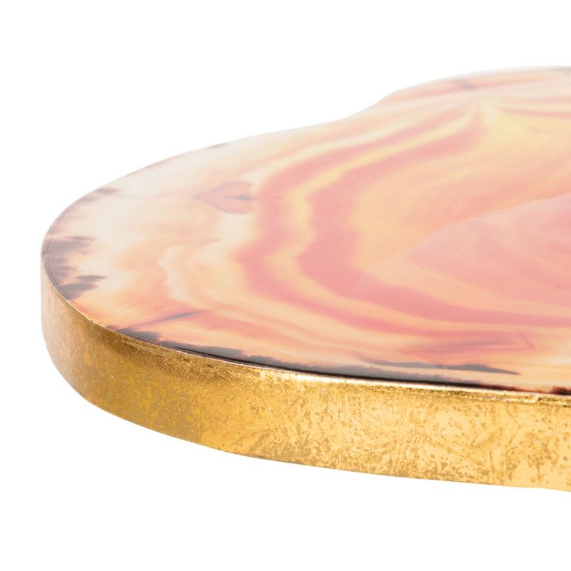 Giselle Faux Agate Side Table Multi Orange/Gold - Safavieh
