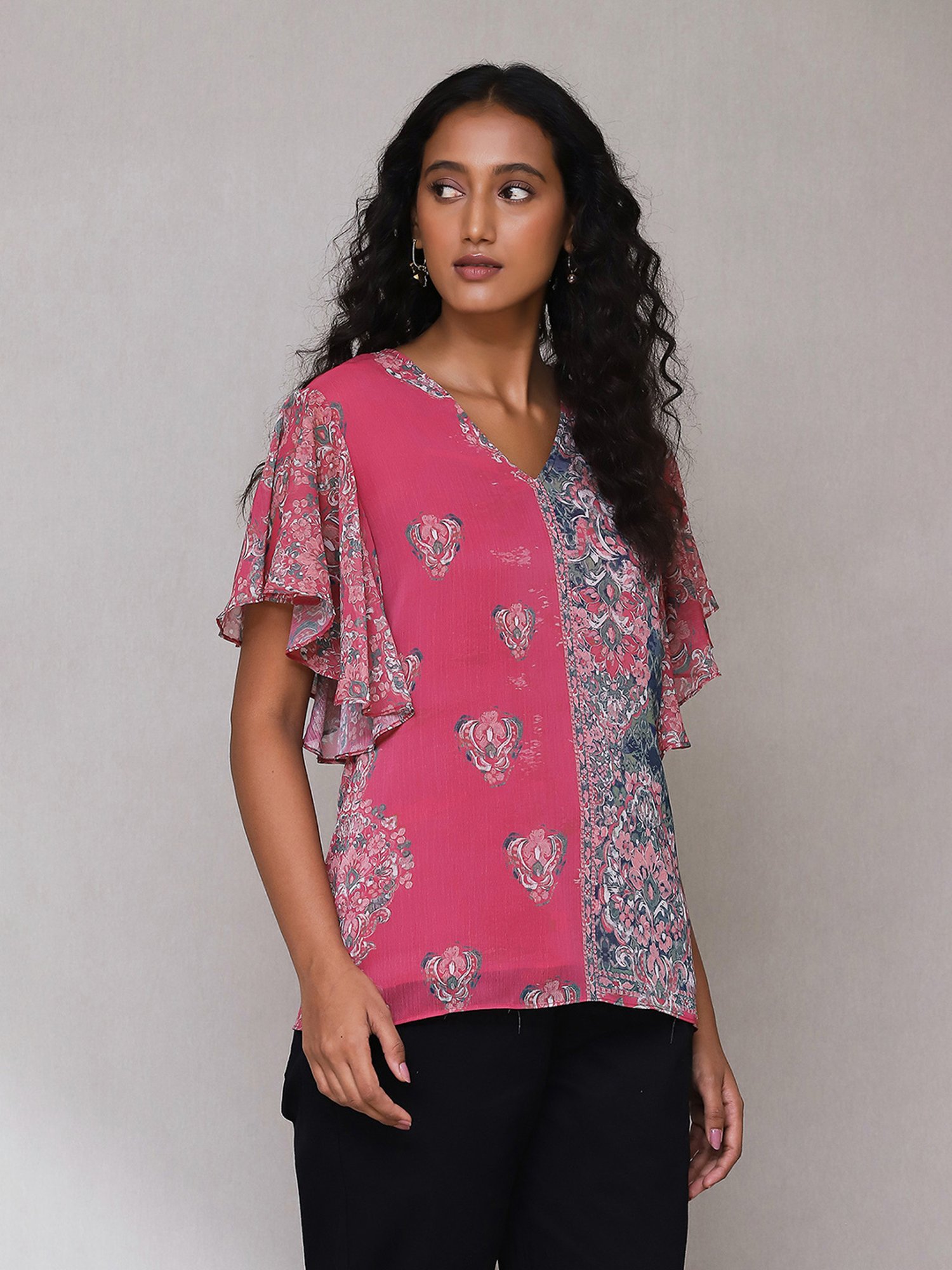 aarke Ritu Kumar Pink Printed Top