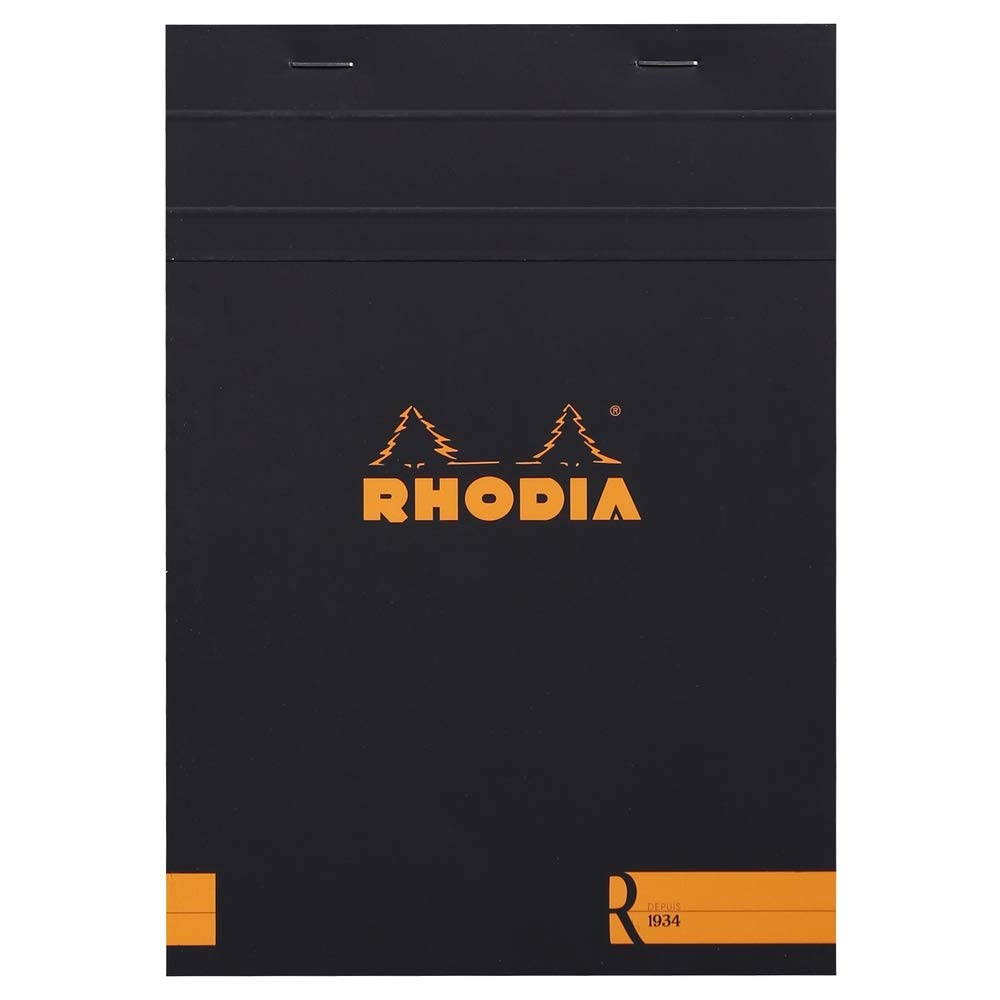 Rhodia"R" Premium Stapled Notepad - Blank 70 sheets - 6 x 8 1/4 - Black Cover