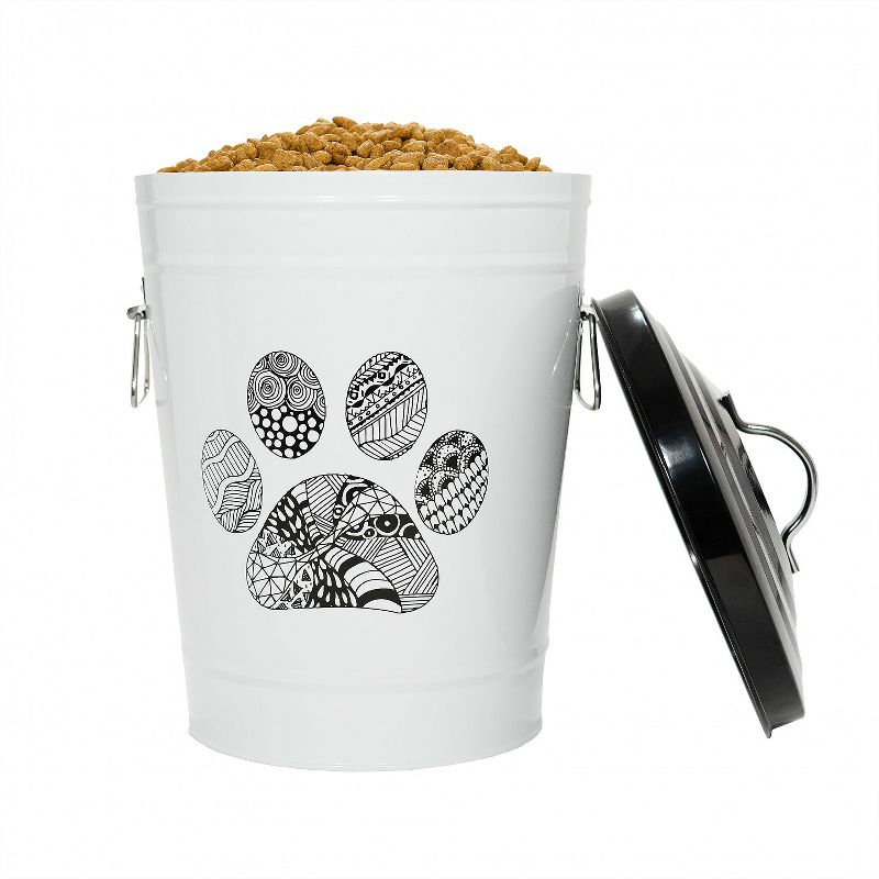Amici Pet Zentangle Metal Pet Food Bin, Paw, 17lbs