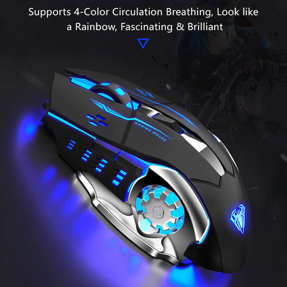 AULA H510 RGB Gaming Mouse with 9 Side Buttons High Precision 10000 DPI Optical Sensor, Fire Button Computer Mice 14-Programmable-Buttons for PC/Gamer