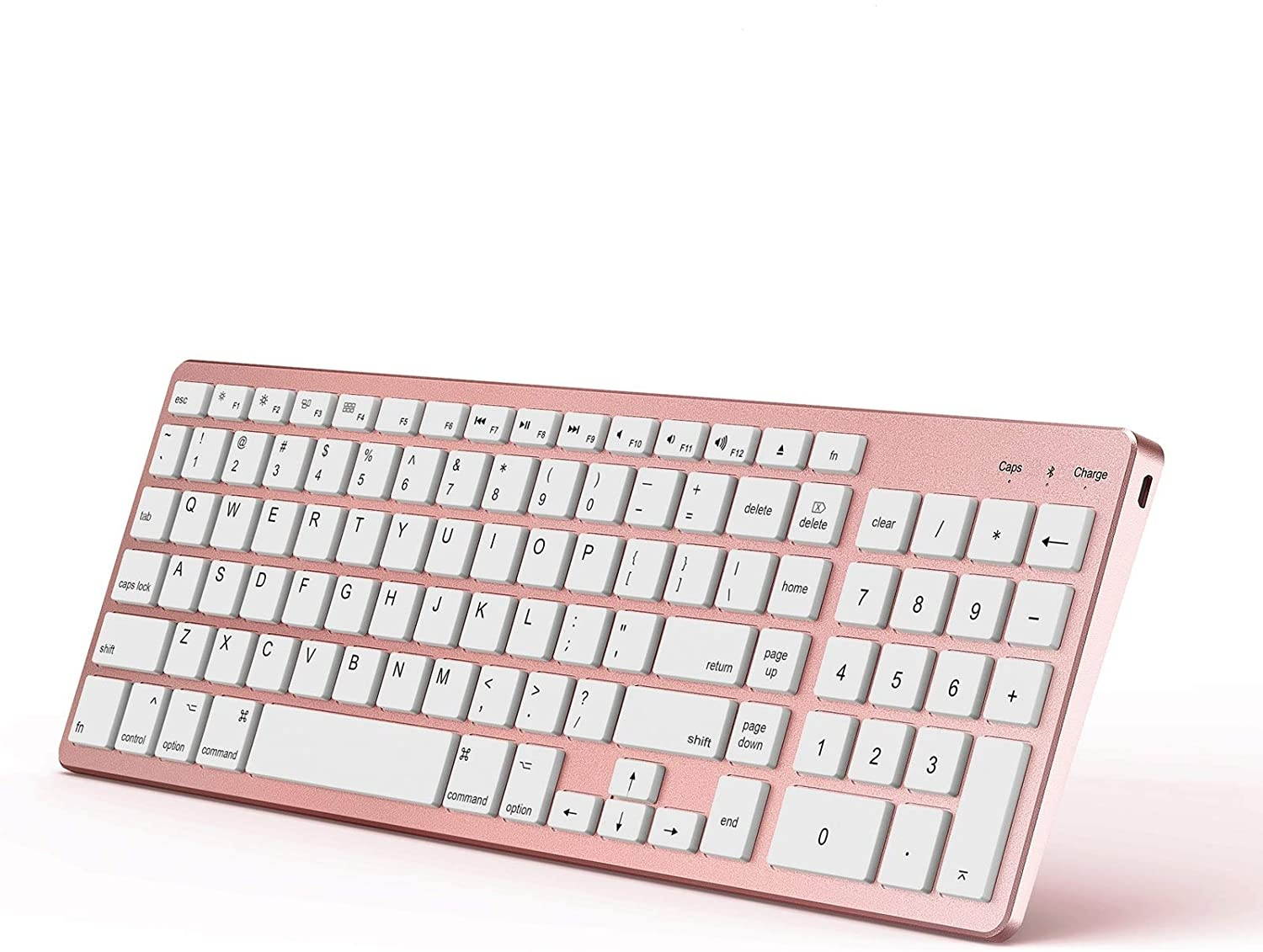 Bluetooth Keyboard for Mac OS, Jelly Comb Ultra Slim Wireless Keyboard for Mac OS/iOS/iPad OS Rechargeable Bluetooth Keyboard MacBook, MacBook Air/Pro iMac, iPhone, iPad Pro - Rose Gold