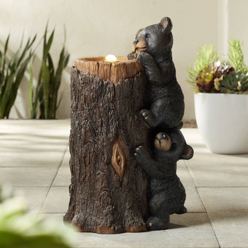 John Timberland Bears on Log 28 1/2" High Rustic LED Bubbler Fountain