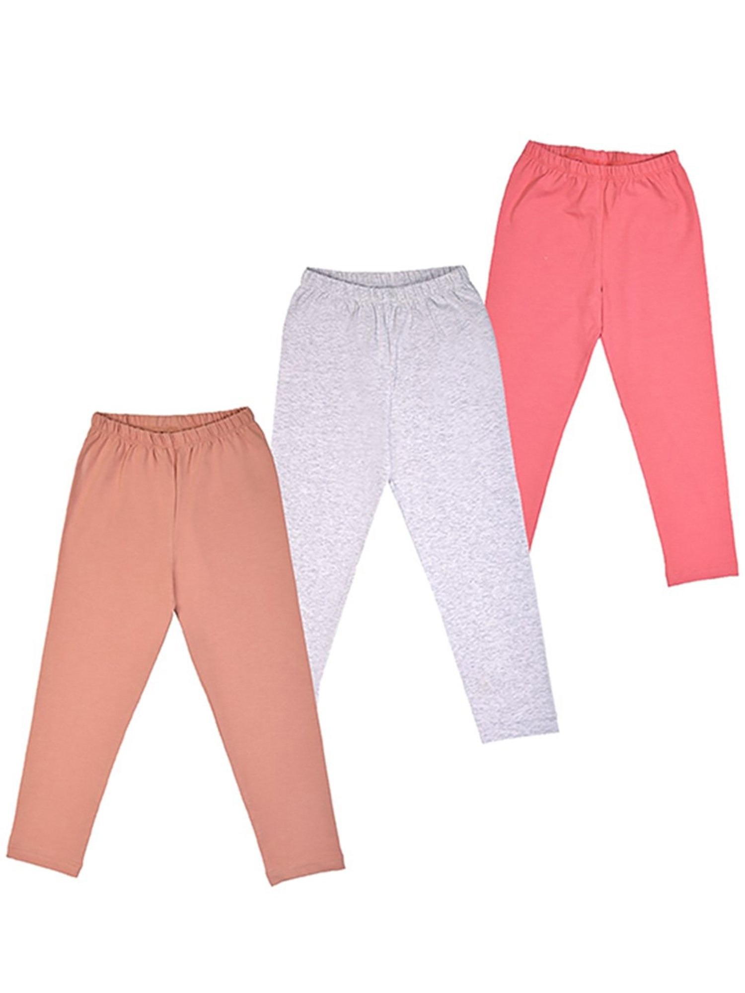 Nino Bambino Girls Multicolor Solid Leggings (Pack Of 3)