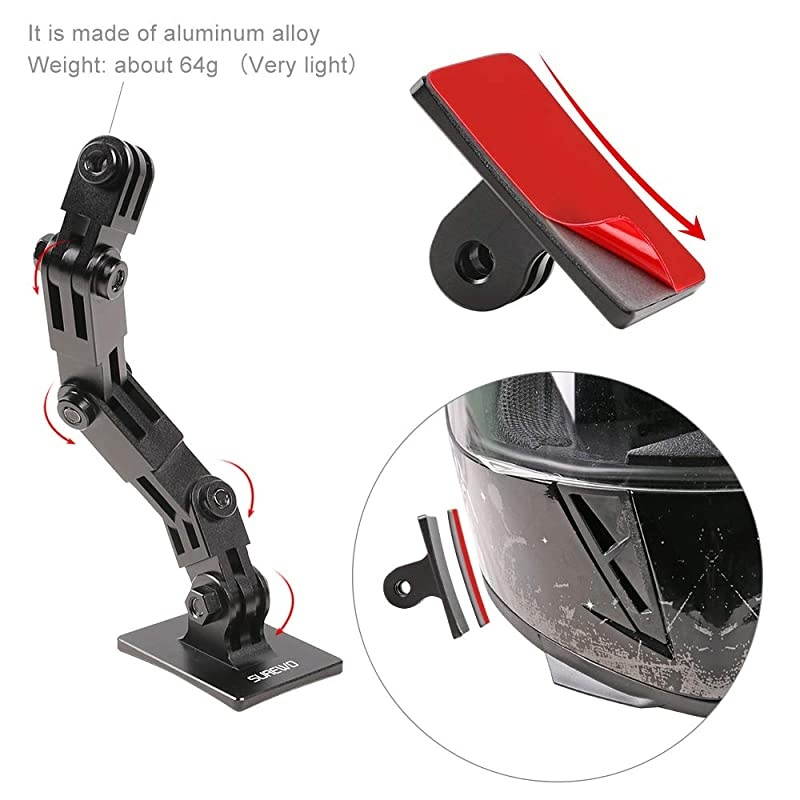 Aluminum Motorcycle Helmet Chin Mount Compatible with GoPro Hero 9/8/7/(2018)/6/5 Black 4 Session 3+,DJI Osmo Action,Insta360 ONE R/AKASO/Crosstour,and More