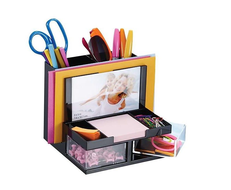 Officemate International Corp. Desk Organizer 9 Comp Black/Clear 23112