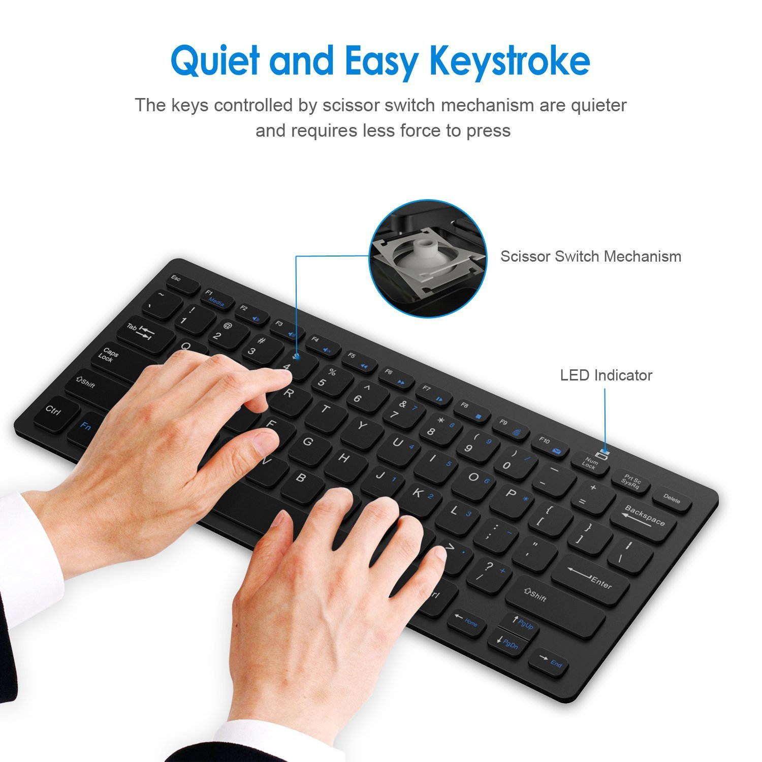 JETech Ultra-Slim 2.4G Wireless Keyboard  (Black) - 2160  for  Windows XP /7/8/10/Vista
