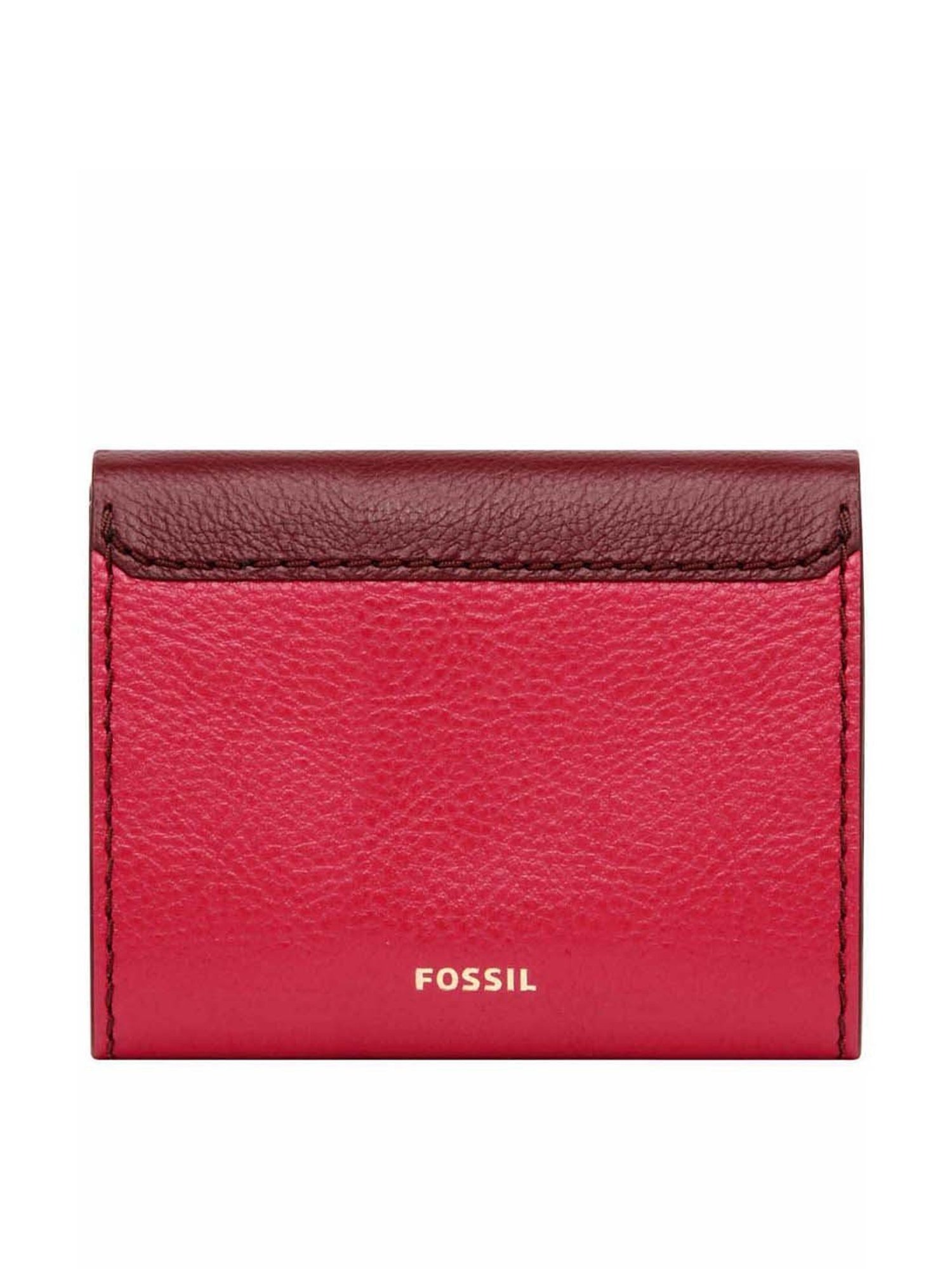 Fossil Heritage Red Color Block Tri-Fold Wallet for Women