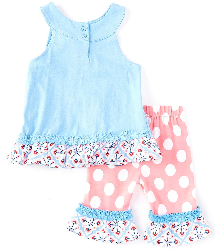 Rare Editions Baby Girls 3-24 Month Ladybug/Flower Tank Top & Dotted Ruffle-Hem Leggings Set