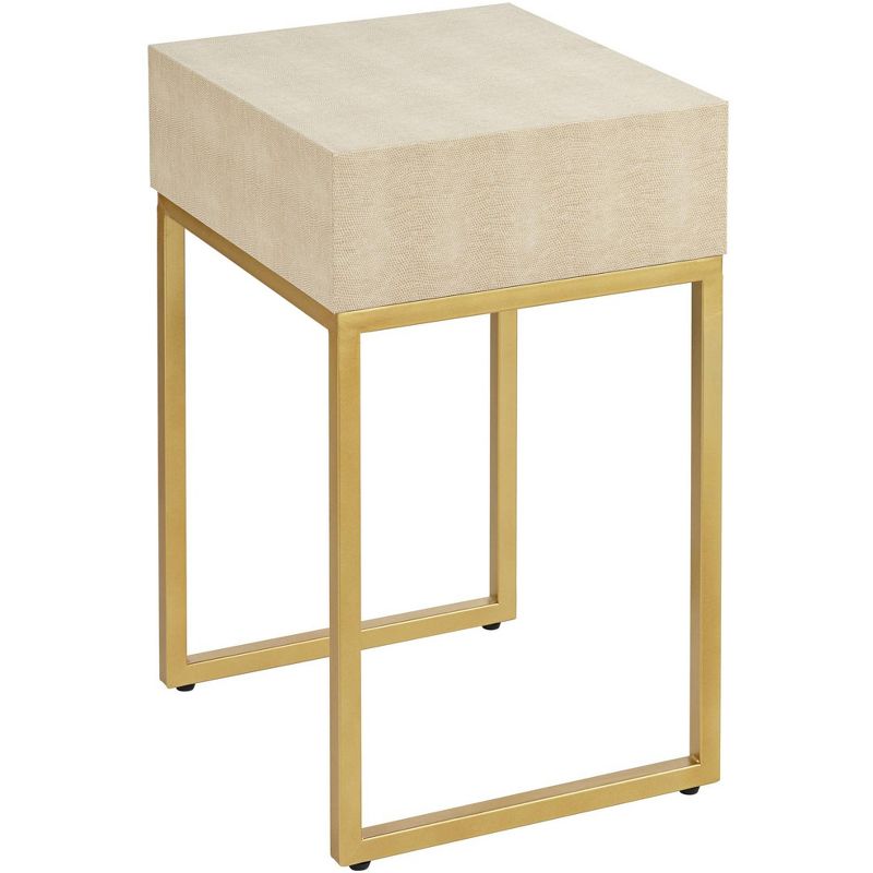 55 Downing Street Les Revoires 16" Wide Cream and Gold 1-Drawer Accent Table