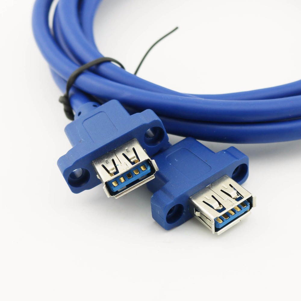 Tekit USB3.0 Dual Port USB 3.0 Female Screw Mount Panel Type to Motherboard 20Pin 20p Cable cord,USB 3.0 19-Pin to Dual Port A Female Cable for Front Panel