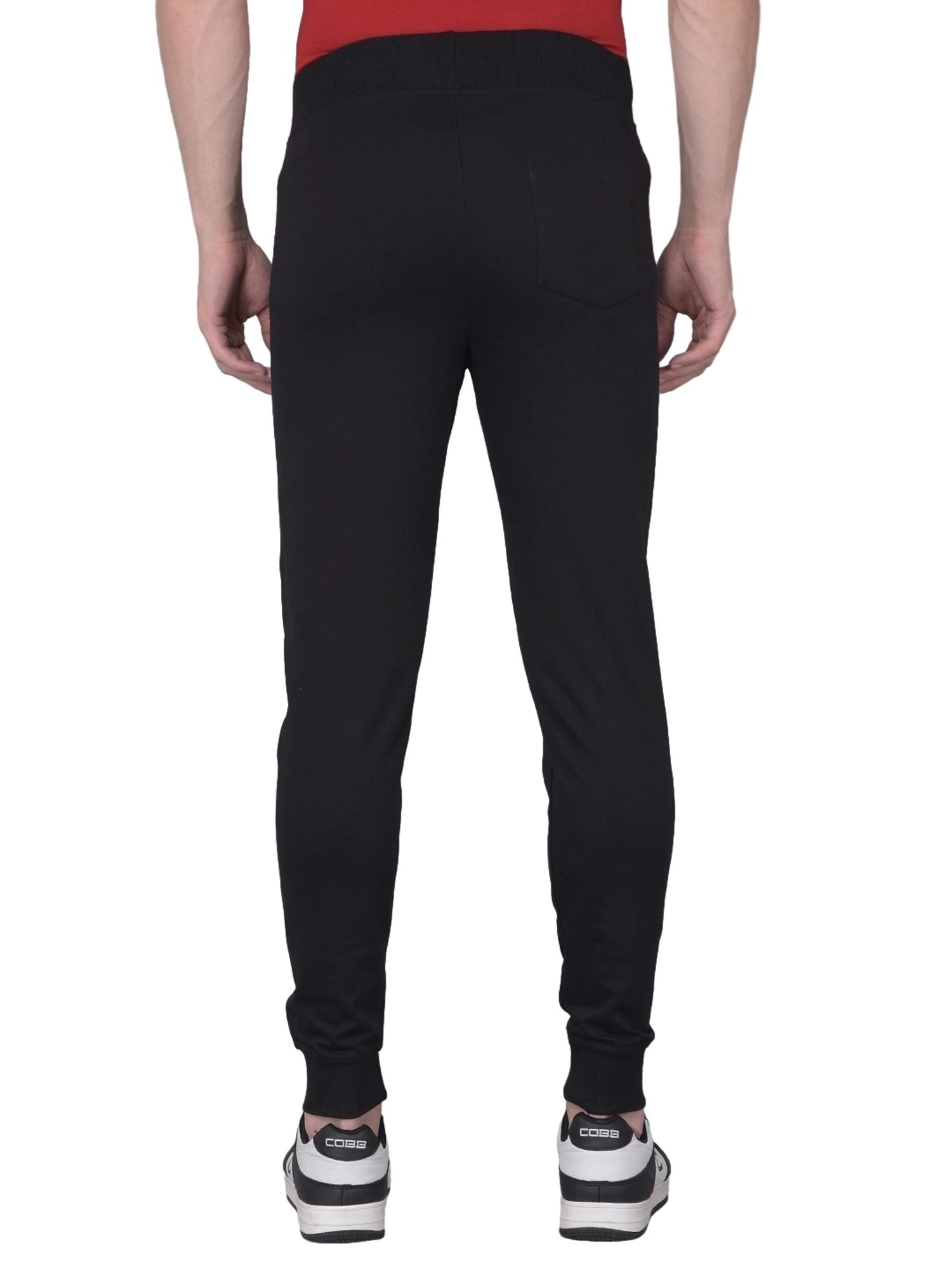 Force NXT Black Cotton Regular Fit Joggers