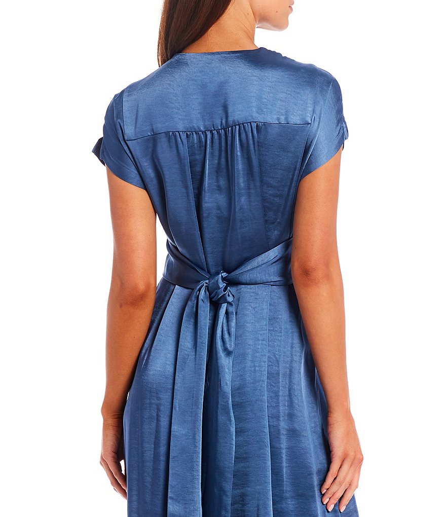 Tommy Hilfiger Paisley Chiffon Smocked Sleeveless Mock-Neck Midi A-Line Dress