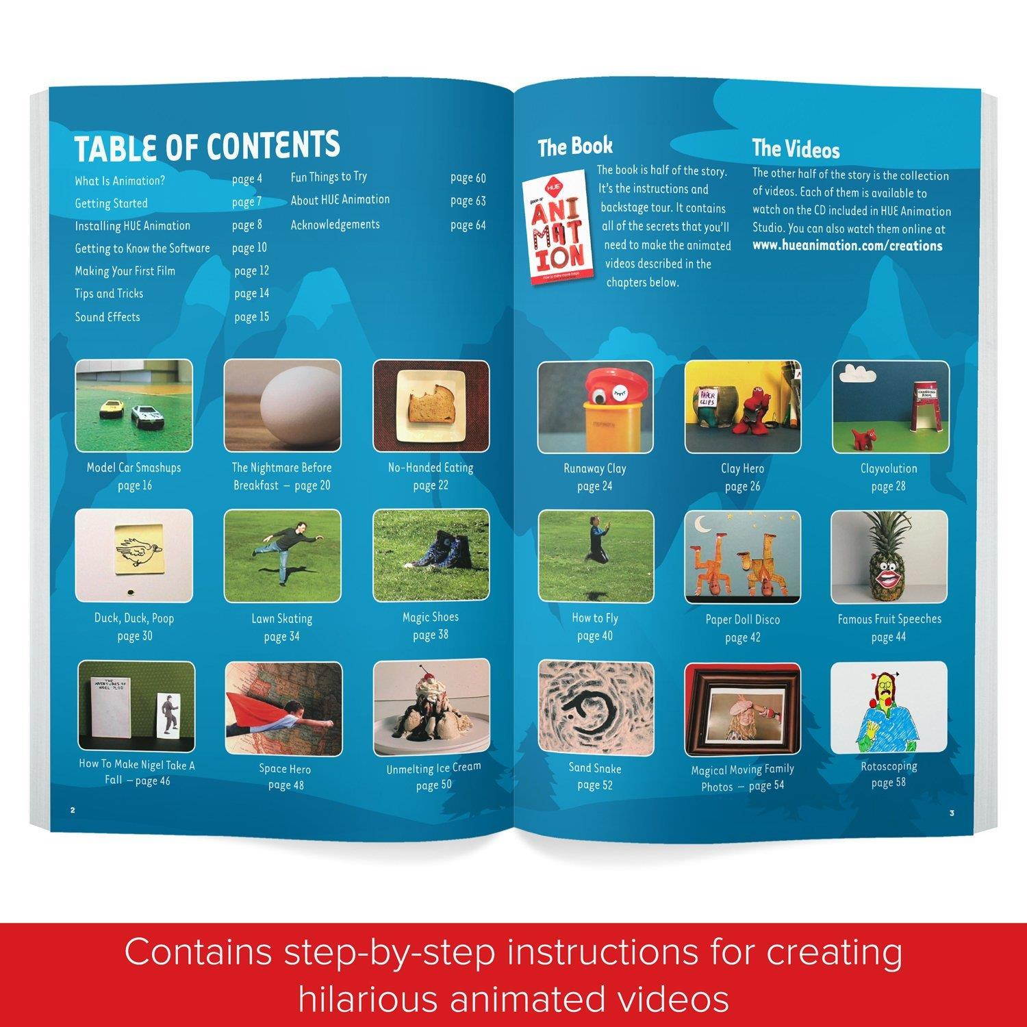 hue animation studio (blue) for windows pcs and apple mac os x: complete stop motion animation kit with camera, software and bo