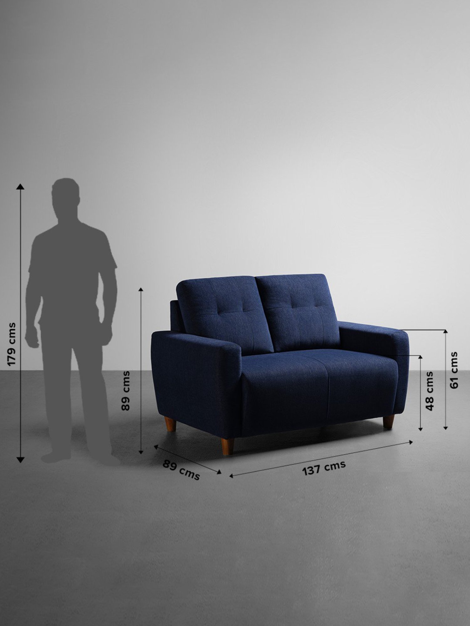 Sleepyhead Yolo Berry Blue Fabric 2 Seater Sofa