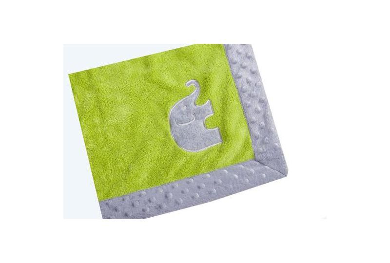 Bacati - Elephants Lime/grey Embroidered Blanket