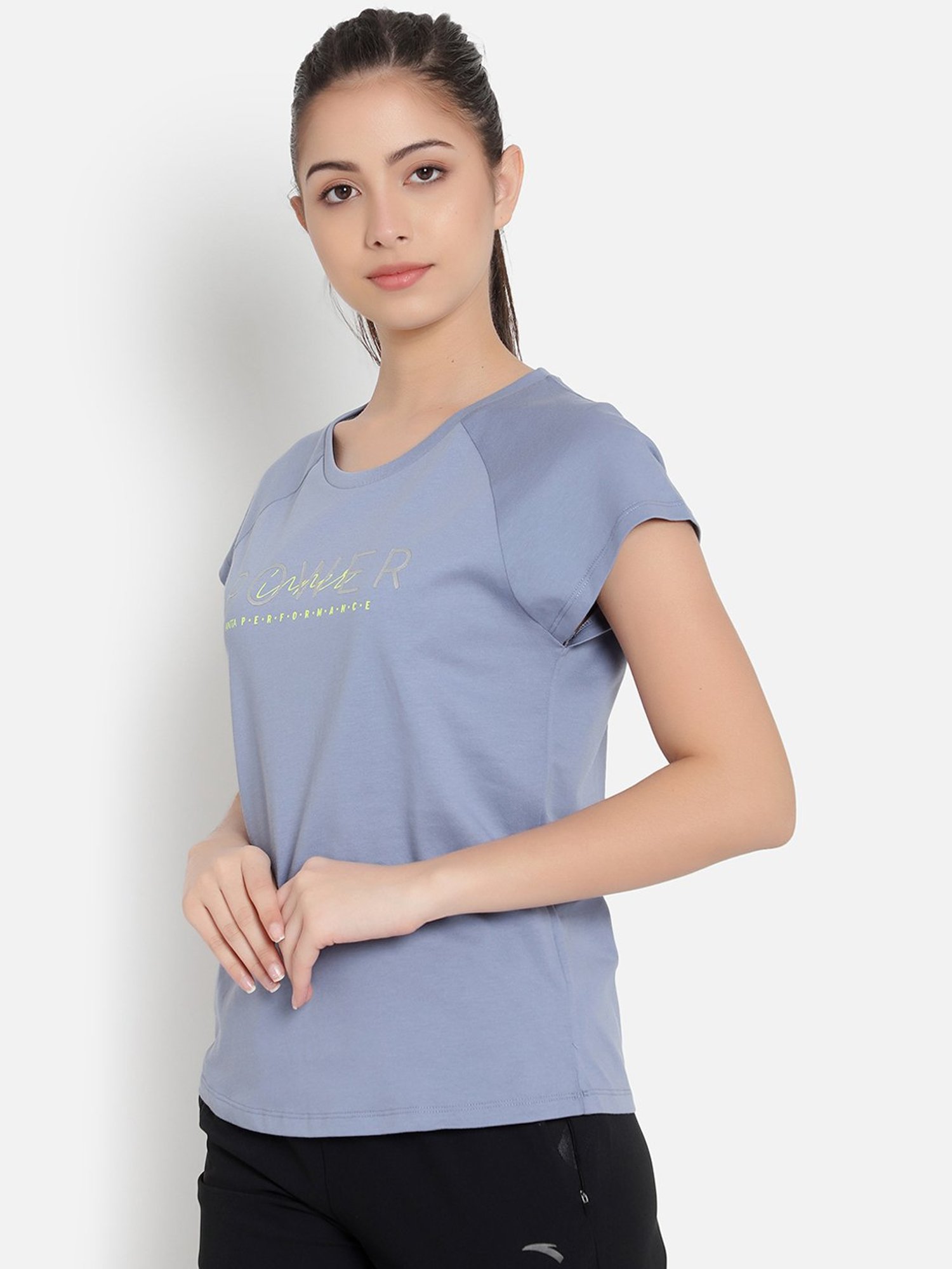 Anta Blue Cotton Printed Sports T-Shirt