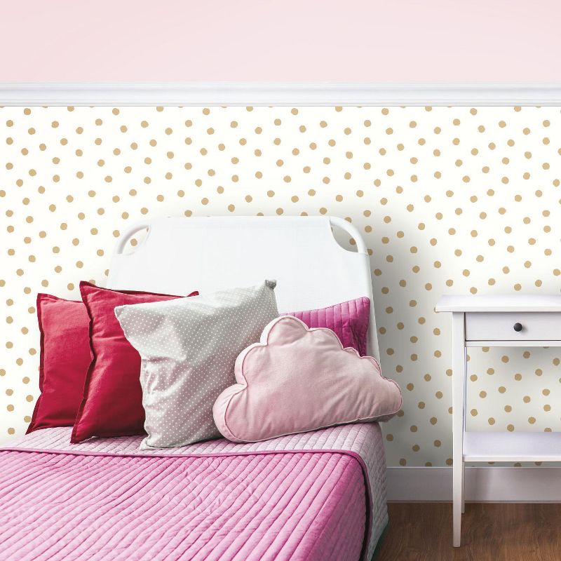 RoomMates Gold Dot Peel & Stick Wallpaper Gold