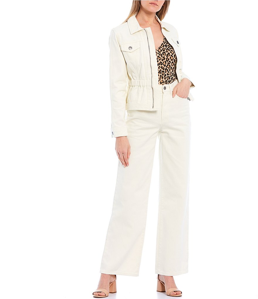 YMI Jeanswear High Rise Cropped Frayed Wide Leg Jeans