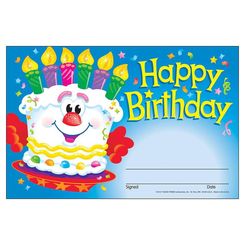 Trend enterprises, Inc Happy Birthday Cake Award 5-1/2"x8-1/2" Multi 81017