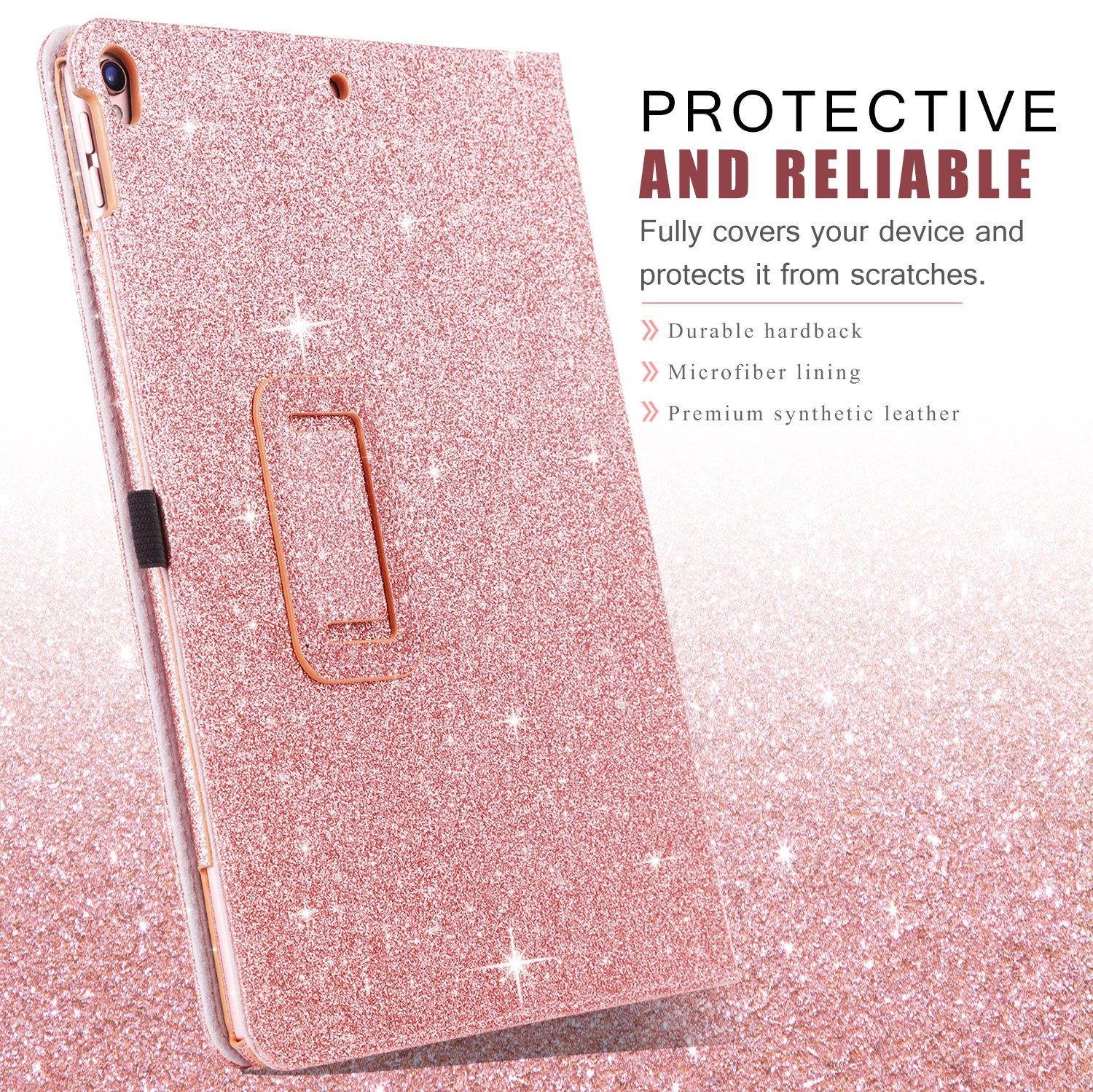 BENTOBEN iPad Air (3rd Gen) 10.5" 2019/ iPad Pro 10.5 2017 Case with Pencil Holder Folio Stand Smart Auto Wake/Sleep Glitter Slim Protective iPad Cover for 10.5 Inch iPad Pro & iPad Air 3 Rose Gold