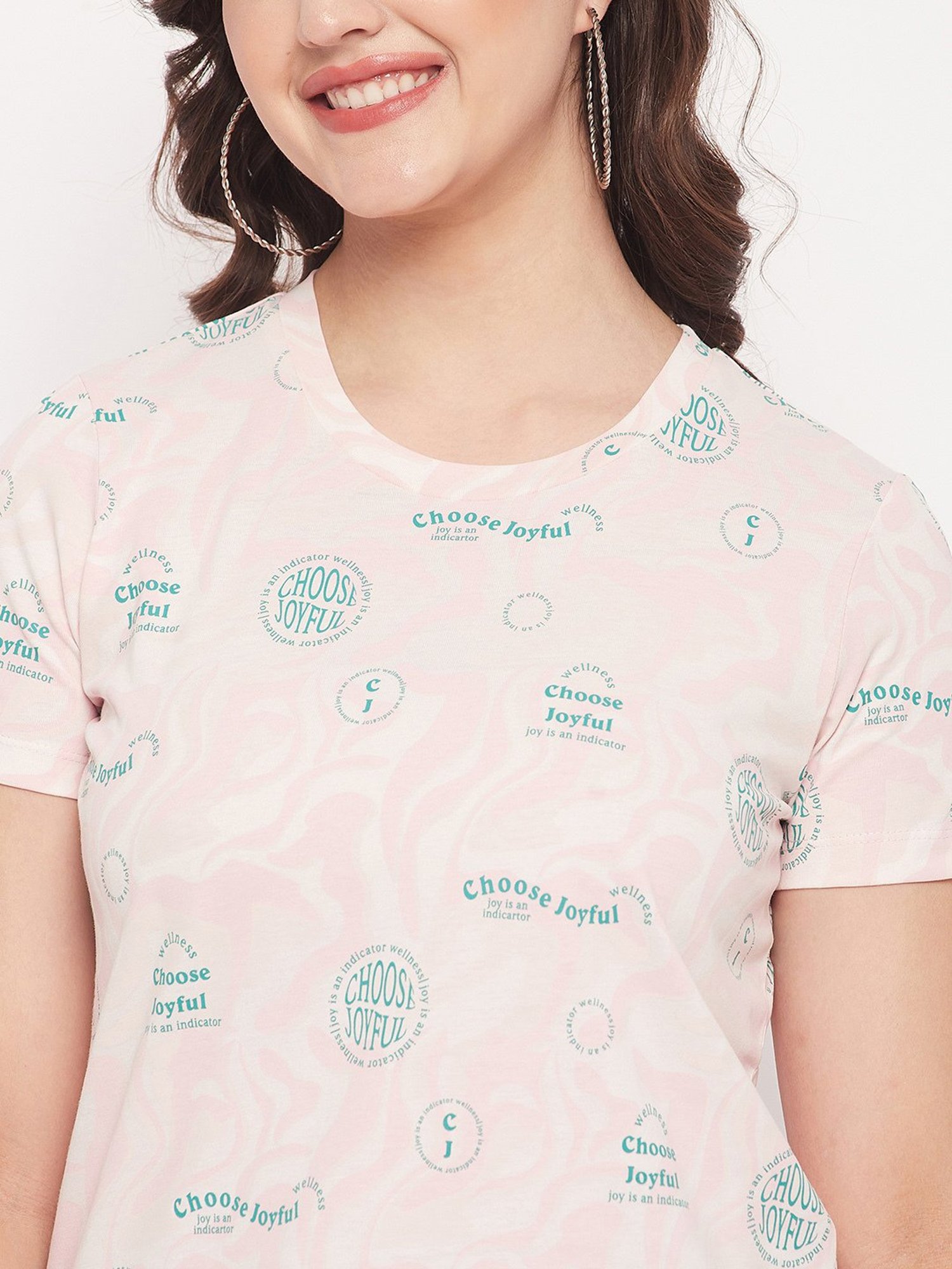 MADAME Peach Graphic Print T-Shirt