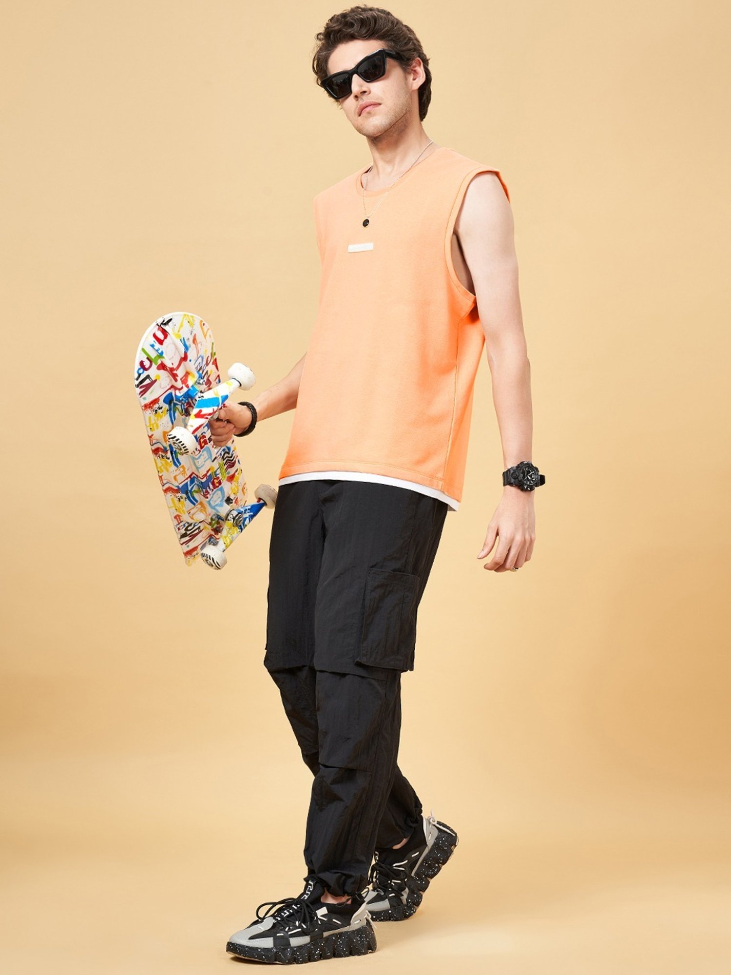 Street 808 By Pantaloons Peach Cobbler Regular Fit Vest