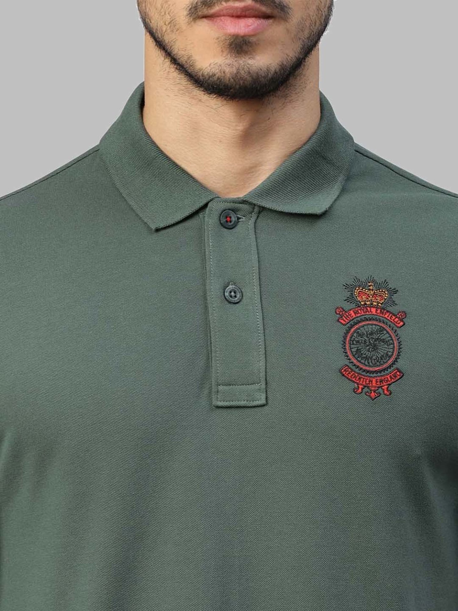 Royal Enfield MLG Dark Olive Regular Fit Logo Polo T-Shirt