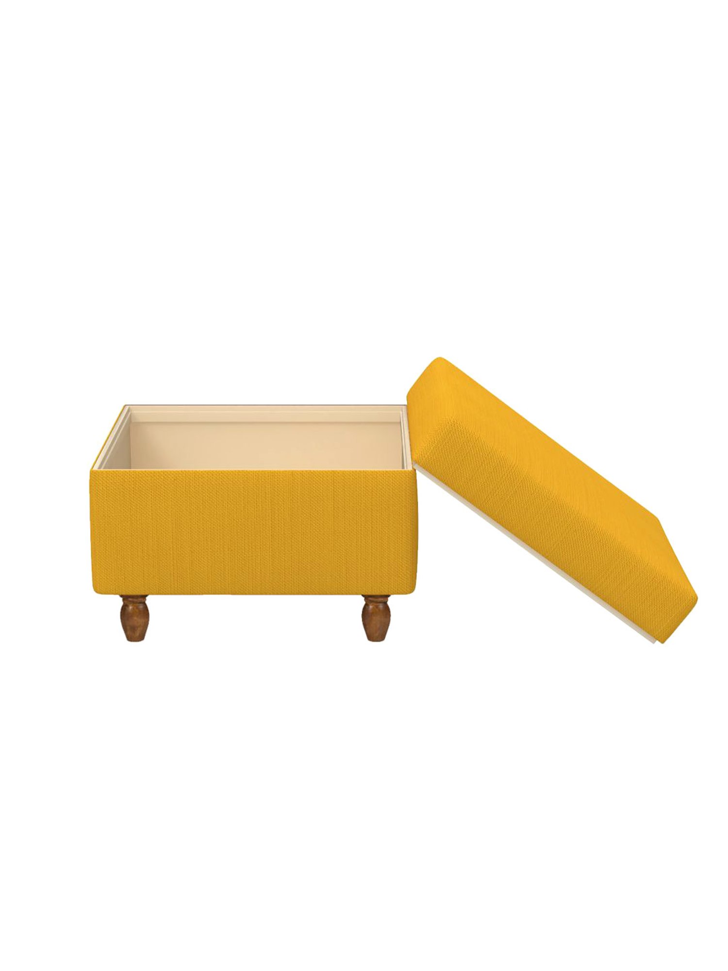 Chumbak Sahara Mustard Mango Wood Modern Trunk Storage Ottoman