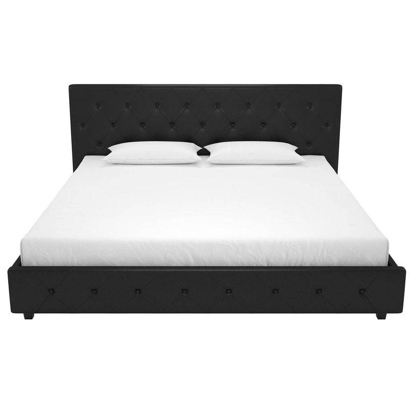 King Dalia Faux Leather Upholstered Bed Black - Room & Joy