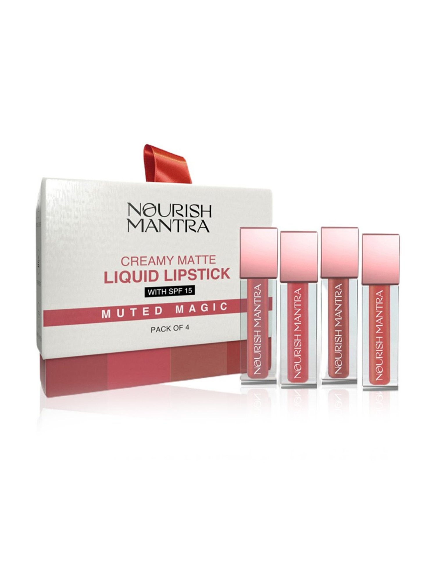 Nourish Mantra Creamy Matte Liquid Lipstick with SPF 15 Muted Magic - Pack of 4