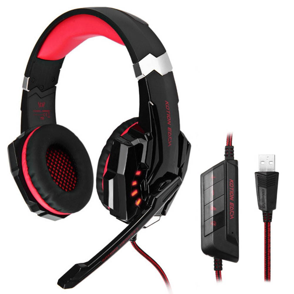 KOTION EACH G9000 Gaming Headphone 7.1 Surround USB Vibration Game Headset Headband Headphone with Mic LED Light for PC Gamer