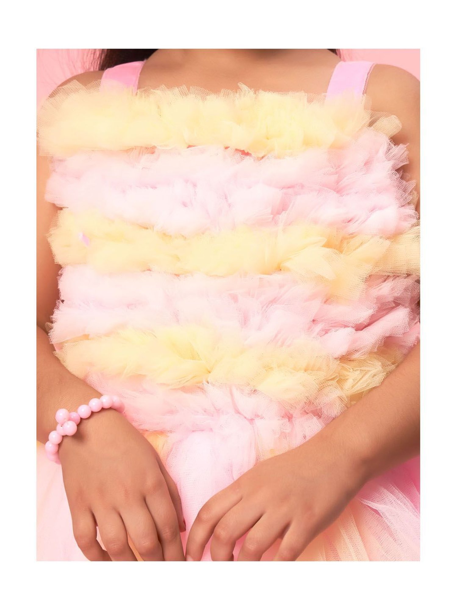 Aarika Kids Pink & Yellow Solid Frock