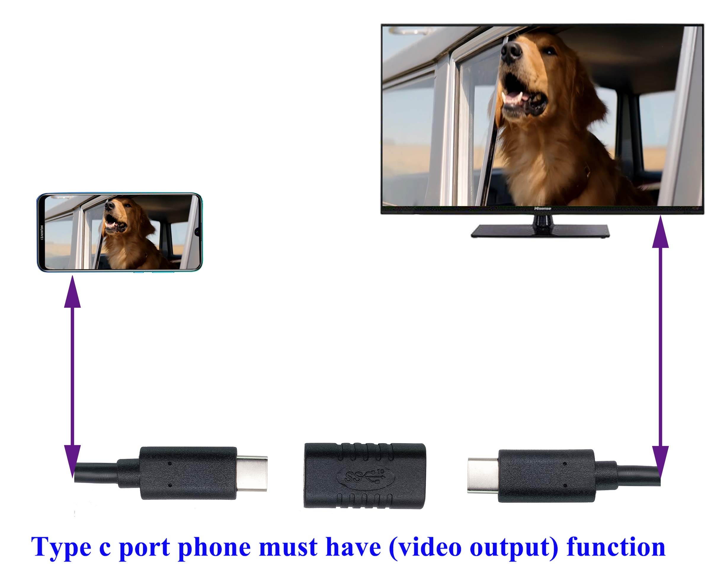 Type C USB Adapter, Gen 2 (10Gbps) 3A USB-C 3.1 Type C USB Female to Female Extension Adapter Supports Charging, Data, Audio, Video Adapter for Laptop, Phone,MacBook USB C HUB (2Pack-F/F)